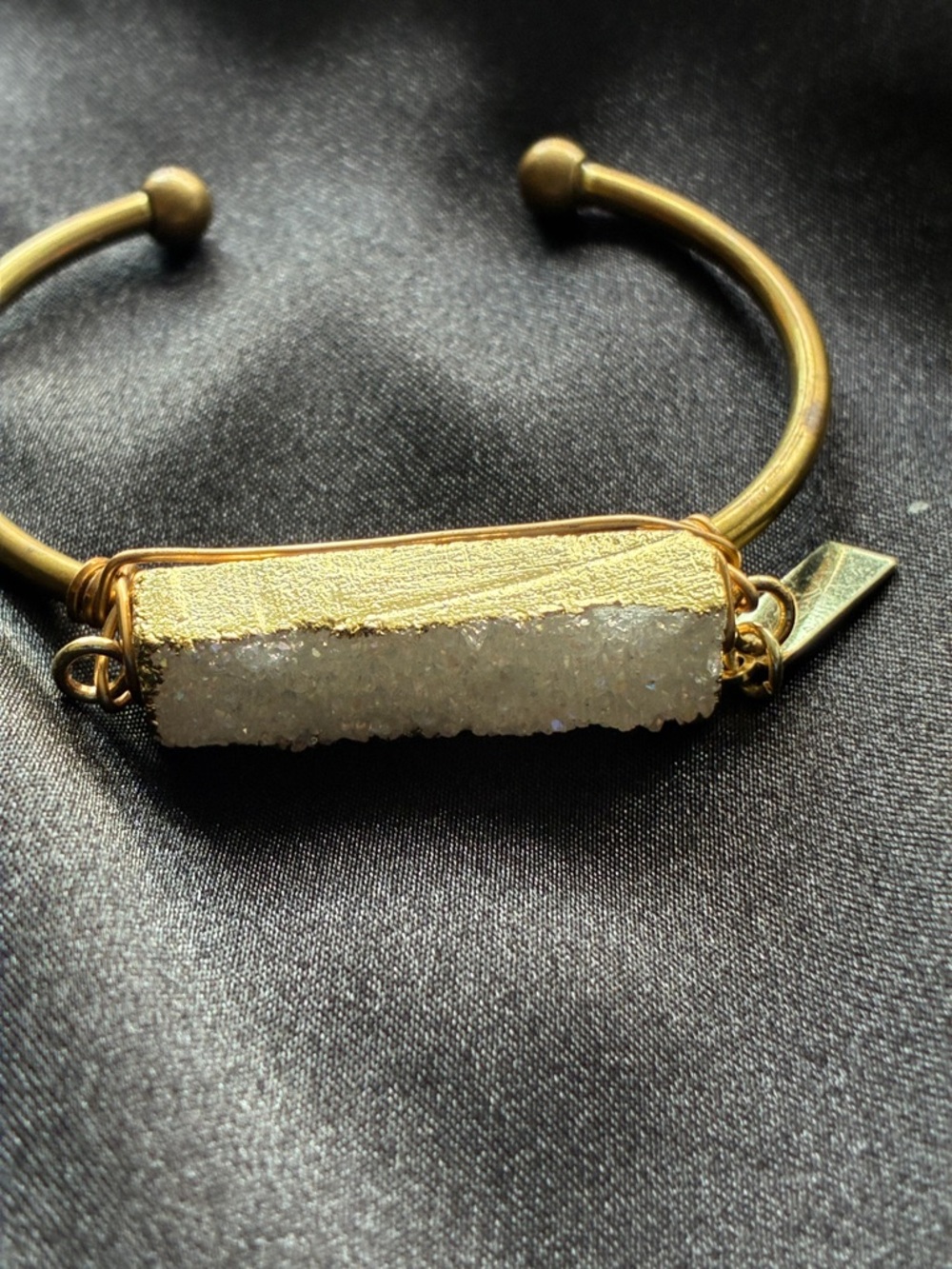 Gold Druzy Bar Cuff Bracelet - Women Jewelry Couture Jems